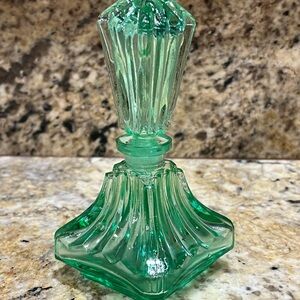 Vintage Green Glass Perfume Bottle